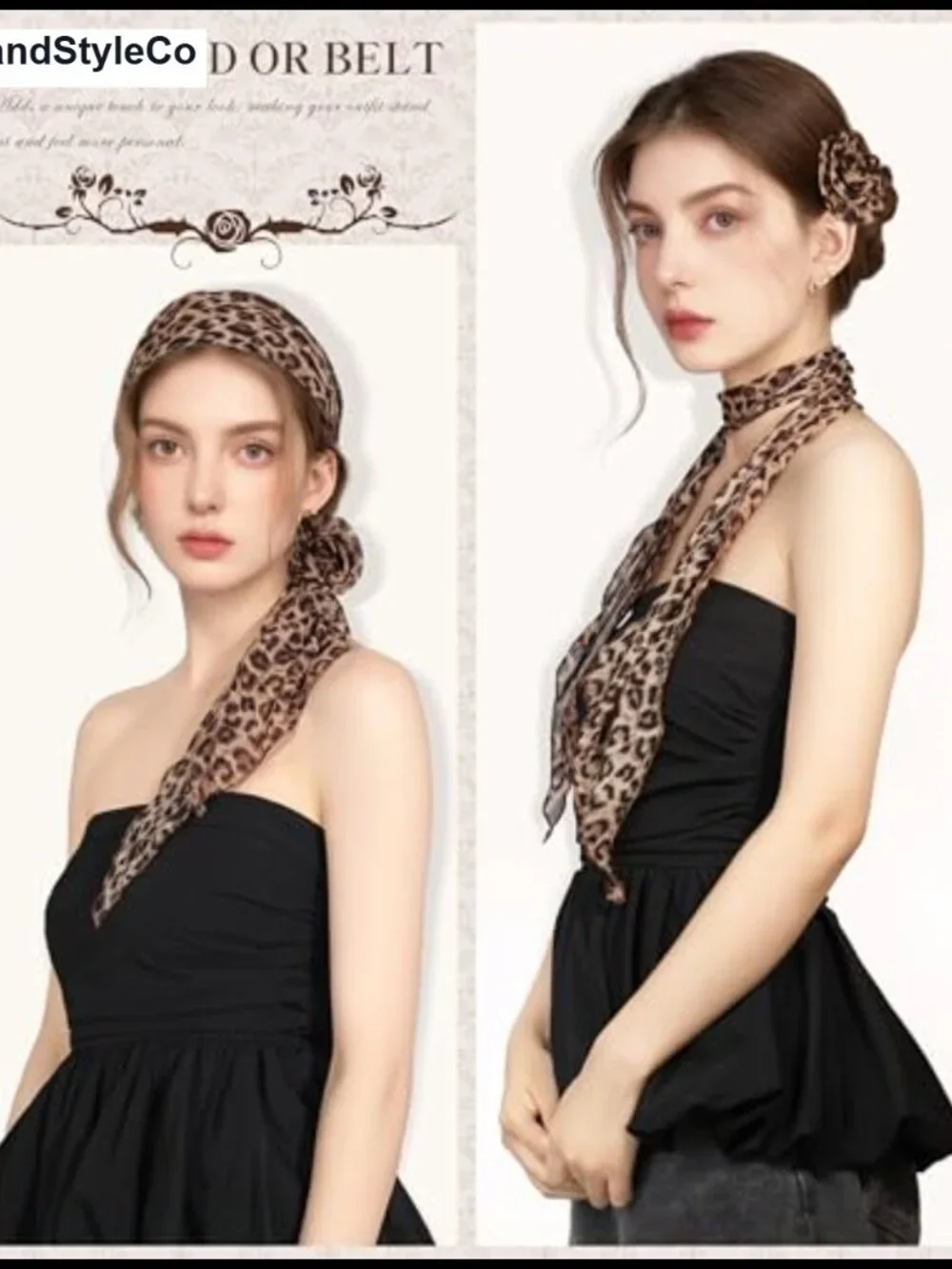 Chiffon Scarf with Removable Flower, Women's Fashion Scarf Headband